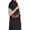 Bolso de hombro Le Cagole Xs metalizado «Brown» 6713090GT3Y2564