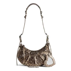 Bolso de hombro Le Cagole XS metalizado con estampado de leopardo «Marrón» 6713092AAV72529