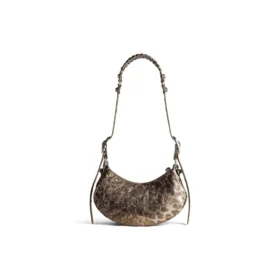 Bolso de hombro Le Cagole XS metalizado con estampado de leopardo «Marrón» 6713092AAV72529