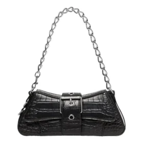 Bolso de hombro Lindsay Small con relieve de cocodrilo «Negro» 701141210C91000