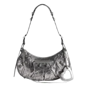 Bolso de hombro pequeño Le Cagole metalizado «Silver» 6713070GT3Y8103