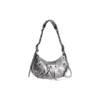 Bolso de hombro pequeño Le Cagole metalizado «Silver» 6713070GT3Y8103