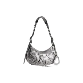Bolso de hombro pequeño Le Cagole metalizado «Silver» 6713070GT3Y8103