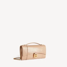 Bolso de mano de mujer con forma de Hourglass y cadena en color nude