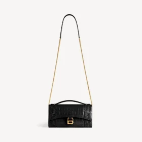 Bolso de mano de mujer con forma de Hourglass y cadena en negro