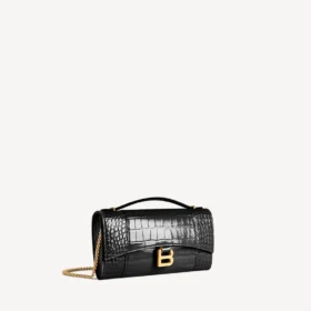 Bolso de mano de mujer con forma de Hourglass y cadena en negro