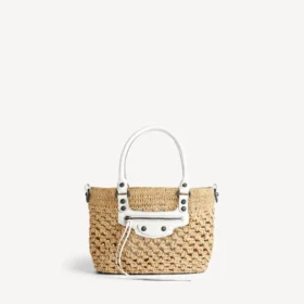 Bolso de mano «Le City Basket» pequeño para mujer en color natural/blanco óptico