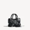 Bolso de mujer «Le City» pequeño con tachuelas gigantes y pedrería en negro