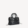Bolso de mujer «Le City» pequeño con tachuelas gigantes y pedrería en negro