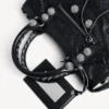 Bolso de mujer «Le City» pequeño con tachuelas gigantes y pedrería en negro
