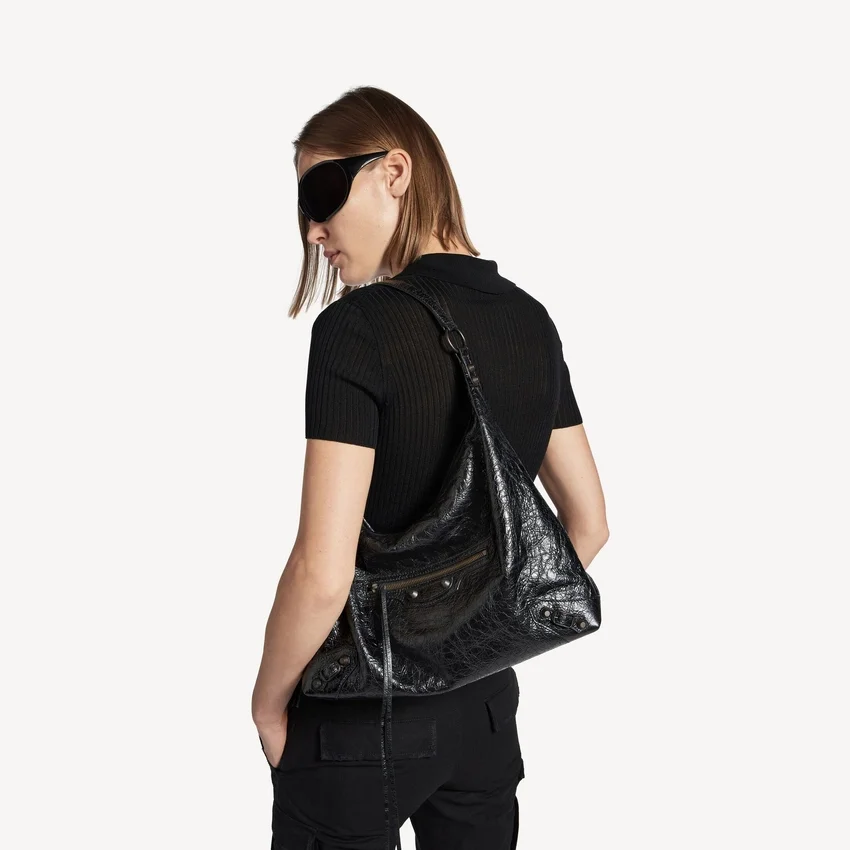 Bolso hobo «Le City» para mujer, tamaño mediano, en negro Bolso hobo «Le City» para mujer, tamaño mediano, en negro