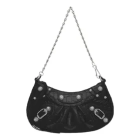Bolso mini Le Cagole con cadena y relieve de cocodrilo «Negro» 69581423EJY1000
