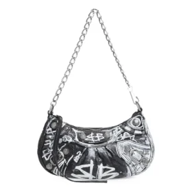 Bolso pequeño Le Cagole con cadena y grafitis «Negro» 695814210G61090