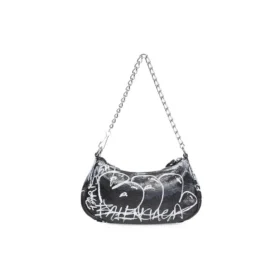 Bolso pequeño Le Cagole con cadena y grafitis «Negro» 695814210G61090