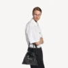 Bolso shopper para hombre con bolsa protectora, bandolera mediana en negro