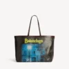 Bolso tote grande para mujer en negro/amarillo