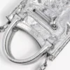 Bolso tote «Le City» para mujer con soporte para el móvil, en color plateado