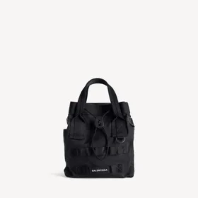 Bolso tote militar para hombre, pequeño, en negro