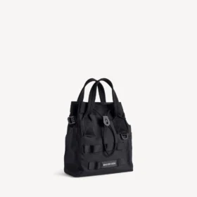 Bolso tote militar para hombre, pequeño, en negro