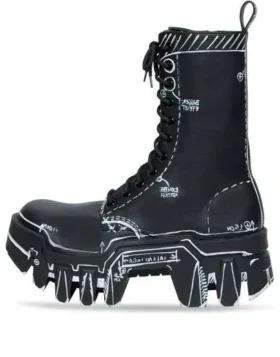 Botas con cordones Bulldozer «Piel de becerro con contorno negro» 672502WBEF21090