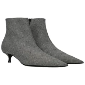 Botas de lana a cuadros con puntera puntiaguda «Gris» 579218W1SR01214