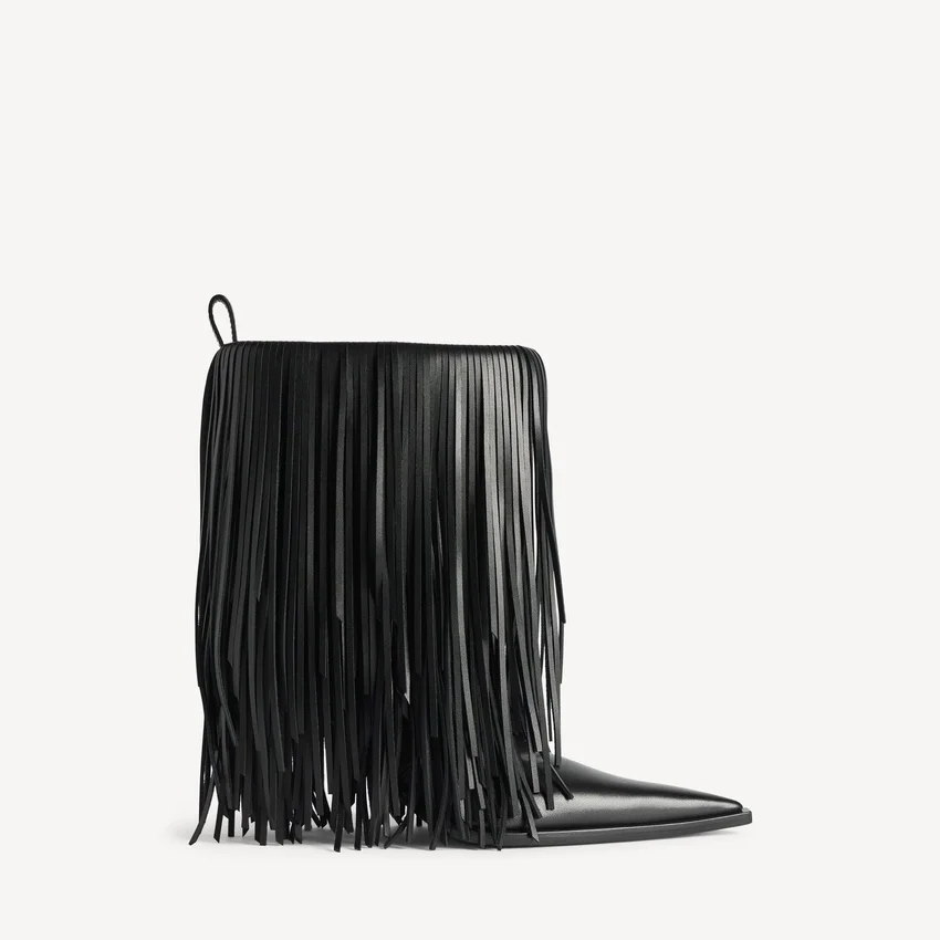 Botines Avenue con flecos para mujer en negro Botines Avenue con flecos para mujer en negro