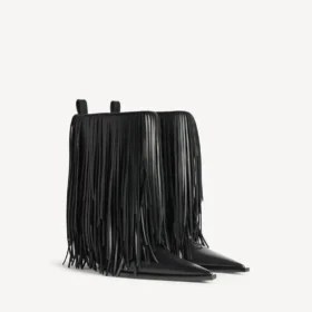 Botines Avenue con flecos para mujer en negro