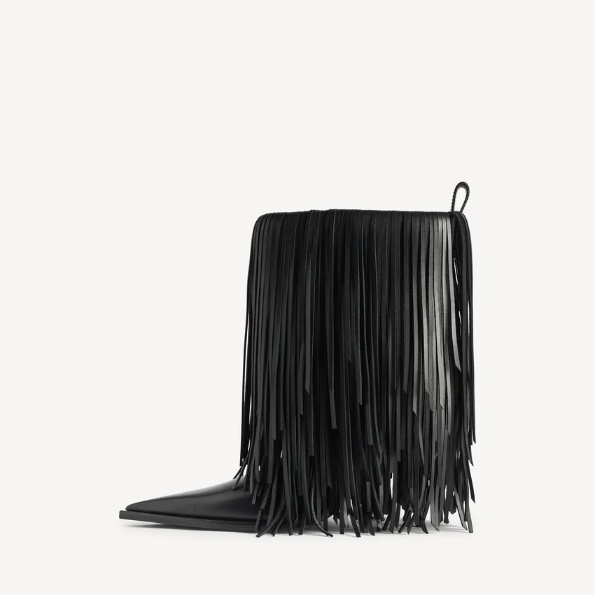 Botines Avenue con flecos para mujer en negro Botines Avenue con flecos para mujer en negro