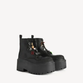 Botines de plataforma «Strike» para mujer con adornos, en negro/multicolor