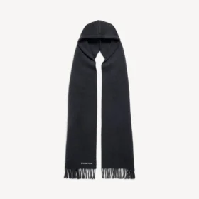 Bufanda con capucha para hombre en negro desgastado Bufanda con capucha para hombre en negro desgastado