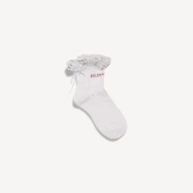 Calcetines con lazo para mujer en blanco/rosa