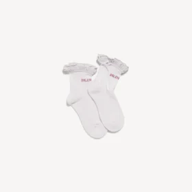 Calcetines con lazo para mujer en blanco/rosa