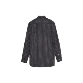 Camisa con botones y logotipo a rayas en el pecho «Negro» 583989TGM041070