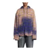 Camisa con capucha de manga larga a cuadros decolorada «Purple Beige» 699223TMM095212