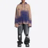 Camisa con capucha de manga larga a cuadros decolorada «Purple Beige» 699223TMM095212