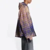 Camisa con capucha de manga larga a cuadros decolorada «Purple Beige» 699223TMM095212