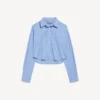 Camisa corta a rayas para mujer en azul/azul marino Camisa corta a rayas para mujer en azul/azul marino
