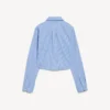 Camisa corta a rayas para mujer en azul/azul marino Camisa corta a rayas para mujer en azul/azul marino