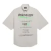 Camisa de algodón de manga corta holgada para hombre de Balenciaga, gris 664627TKM102967