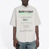 Camisa de algodón de manga corta holgada para hombre de Balenciaga, gris 664627TKM102967