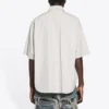 Camisa de algodón de manga corta holgada para hombre de Balenciaga, gris 664627TKM102967