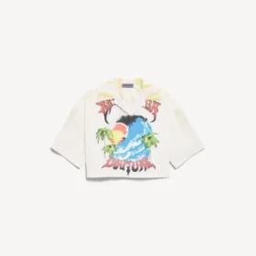 Camisa de bolos para mujer con estampado tie-dye extremo en blanco/amarillo