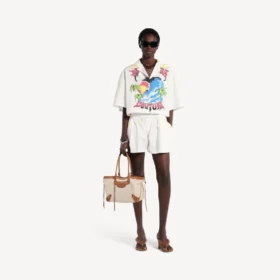Camisa de bolos para mujer con estampado tie-dye extremo en blanco/amarillo