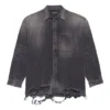Camisa de Denim rasgada para hombre de la colección SS21, negra 657610TBP191090