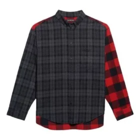Camisa de franela a cuadros con patchwork «Red Black» 647364TJM136167