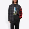 Camisa de franela a cuadros con patchwork «Red Black» 647364TJM136167