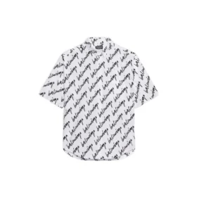 Camisa de manga corta con garabatos por toda la superficie «Blanco Negro» 681702TLLJ49040