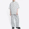 Camisa de manga corta con garabatos por toda la superficie «Blanco Negro» 681702TLLJ49040