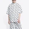 Camisa de manga corta con garabatos por toda la superficie «Blanco Negro» 681702TLLJ49040