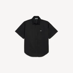 Camisa de manga corta de estilo laboral para hombre en color negro